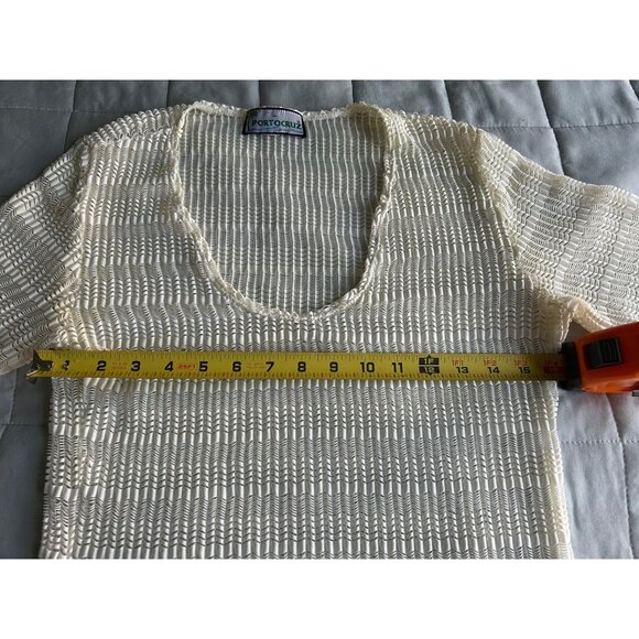 Porto Cruz Crochet Cover Up Tunic Top Open Knit Beach Swim Pool Bohemian Cream S - Picture 3 of 8